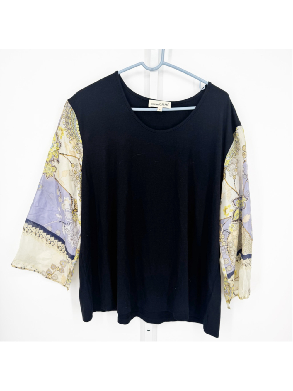 Johnny Was Calme Scarf Silk Sleeve Top XL